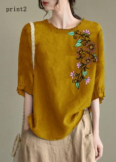 Handmade yellow-print2 lantern Sleeve O-Neck Embroideried Summer Ramie BlousesFabric:聽CottonSize & Fit: Fit: This garment fits true to size.Length: Size M measures 23.01"from shoulder to hemBust: Great for any cup size. Waist: Loose Fit. Comfortable room throughout midsection.Hip: Loose Fit - room for hips. Hand Wash Cold. Long Fall Dresses, Girls Fall Dresses, Girls Long Dresses, Dress Stand, Half Sleeve Tops, Lantern Sleeve, Blouse Fabric, Summer Cotton, Lantern Sleeves