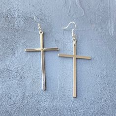 Big cross gold and silver color earrings -- Jesus Loves you! Anti-allergy hook. For everyday, evening, work, dating, wedding, party, fashion and trend! Length: 7 Centimeters; Width: 4 Centimeters Style: Minimalist Christian cross necklace: https://www.etsy.com/listing/552756206/cross-necklace-real-flowers-jewelry?ref=shop_home_active_61&pro=1&frs=1 https://www.etsy.com/listing/640326800/sross-from-real-flowers-in-resin-baptism?ref=shop_home_active_62&pro=1&frs=1 https://www.etsy. Minimalist Silver Cross Earrings, Christian Jewelry For Women, Christian Cross Necklace, Big Statement Earrings, Big Cross, Cross Gold, Earrings Big, Color Earrings, Christian Cross