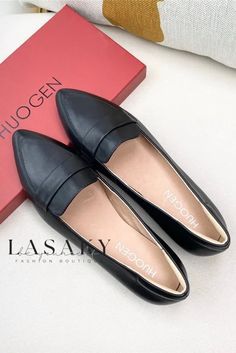 Lasaky - Italian Leather Slip-On Loafer Shoes featuring Anti-Slip Soles Slip-on Pointed Toe Loafers With Rubber Sole, Pointed Toe Slip-on Flats With Rubber Sole For Office, Slip-on Pointed Toe Flats With Rubber Sole For Office, Slip-on Pointed Toe Moccasins For Spring, Slip-on Round Toe Flats For Office, Slip-on Flats With Round Toe For Office, Spring Pointed Toe Slip-on Moccasins, Office Slip-on Flats With Round Toe, Slip-on Flat Moccasins For Office