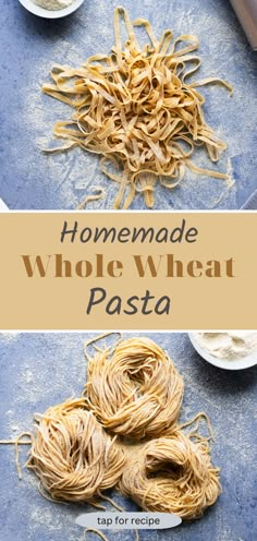 homemade whole wheat pasta is ready to be cooked in the oven and put into bowls