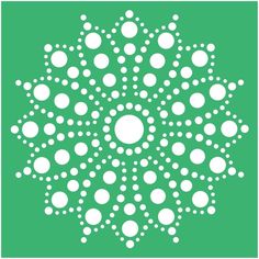 a green background with white circles in the shape of a snowflake on it