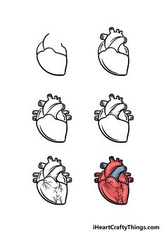 four different types of heart shapes in black and white, with the text cool drawing idea com