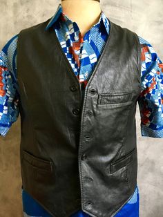 Vintage Men's Genuine Leather Vest Waistcoat Size 48   but in fits like   M SAKI Sleeveless Jacket Armpit to armpit: 19" Lenght 23-24" 100% Genuine Leather,  Please view All of the pictures.  They will serve as the best description as to over all condition. International orders will be sent with priority, delivery usually 6-12 working days Casual Business Vest Outerwear, Casual Business Vest With Pockets, Sleeveless Business Vest Outerwear, Business Vest With Pockets, Winter Biker Sleeveless Vest, Sleeveless Business Vest With Pockets, Biker Vest With Pockets, Sleeveless Biker Vest With Pockets, Sleeveless Fitted Biker Outerwear