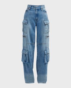 Alice + Olivia Cay Baggy Denim Cargo Pants Denim Cargo Pants, Denim Cargo, Baggy Denim, Edgy Chic, Fall Denim, Style Cargo, Floral Denim, Cargo Pocket, Feminine Aesthetic