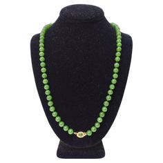 Jade 14k Gold Beaded Necklace | From a unique collection of vintage Beaded Necklaces at https://www.1stdibs.com/jewelry/necklaces/beaded-necklaces/. Prada Blouse, Imperial Jade, Bottega Veneta Handbag, Gold Beaded Necklace, Jade Bead Necklace, Vintage Beads Necklace, Gucci Jewelry, Gold Bead Necklace, Green Beads