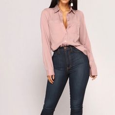 New With Tags Size Xs Available In Mauve Button Down Shirt With Double Pockets 100% Rayon Imported The Actual Shirt Is Darker Than The Stock Photos. See Pictures. Fashion Nova Tops, Mauve Color, Button Up Blouse, Fashion Tops, Jean Outfits, Fashion Nova, Colorful Shirts, Button Down Shirt, Button Up