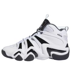 adidas Crazy 8 'White Black' IE7198 Dynamic White Basketball Shoes For Streetwear, White Sneakers With Boost Midsole For Sports, White Synthetic Basketball Shoes For Streetwear, Summit White Basketball Shoes With Boost Midsole, White High-top Adidas Basketball Shoes, Adidas White High-top Sneakers With Logo, Adidas White Basketball Shoes With Cushioned Footbed, White High-top Athletic Basketball Shoes, Sporty Summit White Low-top Basketball Shoes