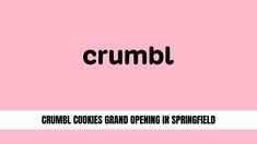 the words crumbl are written in black on a pink background with white stripes