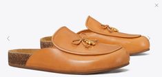 #ad Find ideas and inspiration for Tory Burch Charm Mules Flat Slip-on Brandy Genuine Leather Natural Cork Size 11, Fashion Women's Shoes