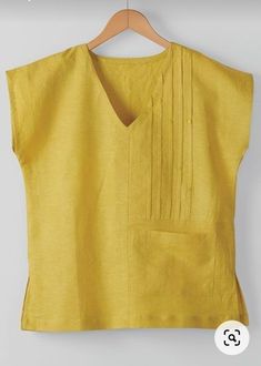 Cotton Tops Designs, Linen Top Women, Style Guru, Linen Fashion, Yellow Top, Kurta Designs, Bodycon Dresses