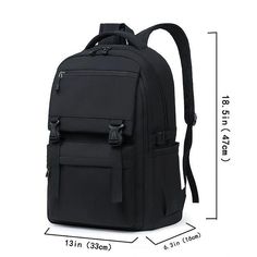 Photos Black Backpack With Zipper Closure For Study, School Backpack Laptop Bag With Pockets, Solid Rectangular Backpack For Students, Rectangular Backpack For Students, Functional Black Backpack For Study, Rectangular Solid Color Backpack For Students, Nylon School Bag, Functional Black Bag For Study, Functional Backpack With Pockets For School