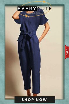 Short Sleeves Belted Jumpsuit Short Sleeve Cuffed Jumpsuit Travel, Brown Fitted Jumpsuit With Short Sleeves, Brown Fitted Short Sleeve Jumpsuit, Brown Fitted Short-sleeve Jumpsuit, Belted V-neck Jumpsuit, Belted Jumpsuit, Belt Jumpsuit, Jumpsuits And Romper, Jumpsuit Fashion