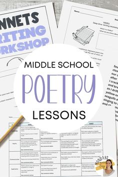 the high school poetry lesson is shown with text overlaying it, and an image of