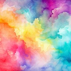 an abstract colorful background with lots of watercolors and ink in the colors of rainbow