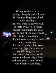 a poem written on the side of a car at night