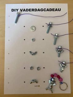 the instructions for sewing are laid out on a sheet of paper with thread and buttons