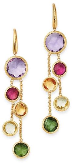 Marco Bicego 18K Yellow Gold Jaipur Color Two-Strand Gemstone Drop Earrings Luxury Round Earrings With Natural Stones, Luxury Earrings With Natural Stones, Exquisite Multi-stone Yellow Gold Earrings, Exquisite Yellow Gold Multi-stone Earrings, Luxury Gold Earrings With Stones, Fine Jewelry Yellow Gold Earrings With Natural Stones, Formal Yellow Gold Earrings With Natural Stones, Gold Multi-stone Dangle Gemstones, Gemstone Drop Earrings