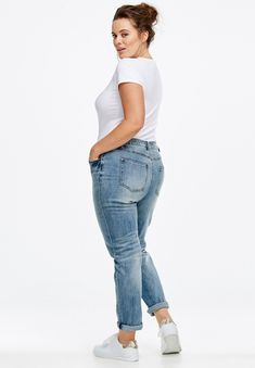 <div>Our signature boyfriend jeans are so comfortable, they'll become your go-to denims. They have a flattering relaxed fit with a slightly tapered leg that you</div> Jeans Light Blue, Thermal Sweater, Tunic Tank Tops, Sweater Tank Top, Career Dress, Swimsuits For All, Jeans Light, Petite Jeans, Tunic Shirt