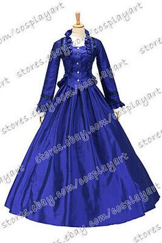 Lady Victorian Gothic Button Brocaded Slim Lolita Vintage Wedding Formal Dress | eBay Blue Fitted Victorian Dress, Fitted Floor-length Blue Victorian Dress, Blue Elegant Floor-length Victorian Dress, Blue Vintage Victorian Dress With Baroque Style, Blue Victorian Dress With Lace Trim, Wedding Formal Dress, Victorian Ball Gowns, Pink Ball Gown, Wedding Formal