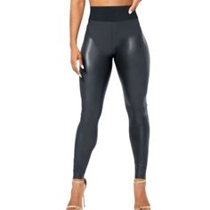 Hot Kiss Maternity Faux Pu Leather Leggings Style Skinny Size Large Color Black New With Tags Smoke Free And Pet Free Home Catsuit Outfit, Studded Leggings, Hot Pink Leggings, Black Velvet Leggings, Yellow Leggings, Mesh Panel Leggings, Pleather Leggings, Leggings Style, Athleisure Leggings