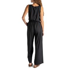 Made from super soft, lightweight stretchy fabric, this jumpsuit is designed to be worn for any season or occasion, making it a staple in your wardrobe. The flattering relaxed fit and wide-leg style with side pockets add a touch of casual sophistication, while the open V-neck and elastic waistband with a drawstring tie create a flattering silhouette that complements any body type. Dress it down with your favorite sandals for a laid-back daytime look or dress it up with wedges and sparkling state Mini Jumpsuit, Maxi Jumpsuit, Denim Jumpsuit, Premium Brands, Linen Women, Stretchy Fabric, Body Types, Fabric Care, Jumpsuit Romper