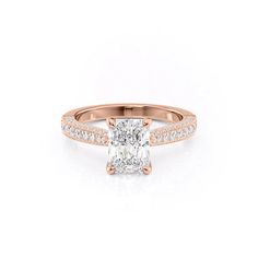 The Catherine RG RAD Radiant Moissanite, Custom Made Engagement Rings, Radiant Cut Engagement Rings, Colored Engagement Rings, Lab Diamond Engagement Ring, Rose Gold Wedding Bands, Gold Diamond Necklace, Rose Gold Pendant, Engagement Rings Round