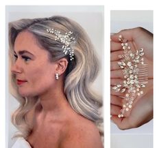 This vintage style pearl and crystal bridal hair comb will add instant glamour to your wedding hairstyle, it is combined of a stunning mix of pearls, beads and crystals. This bridal hair piece can be worn with any bridal hair style - hair down, half-up or tousled up-do. The headpiece is 5 inches long and set on a comb for secure hair placement. Whether tucked into an updo, paired with a veil, or loosely holding back part of your hair this bridal hair accessory works for every look. Gorgeous Matc Bridal Hair Vine Pearl, Pearl Headpiece Wedding, Pearl Hair Piece, Pearl Drop Earrings Bridal, Bride Hair Piece, Bridal Hair Combs Pearl, Pearl Hair Comb, Headpiece Wedding Hair, Wedding Hair Head Piece