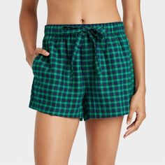 Amp up your bottoms collection with these Flannel Pajama Shorts from Auden™. These pajama shorts made from cotton flannel fabric in a regular fit provide comfortable wear. A full elastic waistband with a drawstring provides a stay-put fit, while side pockets offer space for stashing your at-home or on-the-go essentials. Pair them with your favorite comfy tops for a number of versatile looks. Auden™: Comfort true to every shape & hue. Womens Flannel Pajamas, Womens Boxer, Pj Shorts, Womens Thermal, Flannel Women, Flannel Pajamas, Comfy Tops, Pajama Bottoms, Plaid Shorts