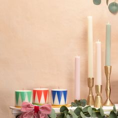 candles and other decorative items on a table