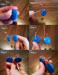 how to make a button ornament out of plastic buttons and wire - step by step instructions