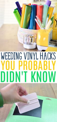 a person cutting paper with scissors on top of it and the words, wedding vinyl hacks you probably didn't know