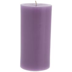 a purple pillar candle on a white background