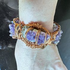 Thank You For Looking At This One Of A Kind Handmade Cuff Bracelet Solid Pure Copper Fits Wrists 6.25-7.5 , Small To Xl, As This Is Adjustable Genuine Amethyst My Unique Design Heavy , 107.9 Grams Lavender Bohemian Crystal Bracelet Gift, Handmade Adjustable Purple Cuff Bracelet, Purple Cuff Bangle Bracelet As Gift, Adjustable Purple Crystal Bohemian Bracelet, Adjustable Purple Bohemian Crystal Bracelet, Adjustable Purple Bohemian Cuff Bracelet, Adjustable Bohemian Purple Crystal Bracelet, Purple Amethyst Jewelry For Festival, Unique Purple Cuff Bracelet As Gift