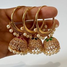 Gold plated polki Hoop Earrings/Bali Jhumkas/Traditional ethnic earrings/Trendy earrings/Statement earrings/Bridal jewelry/Pakistani/Punjabi This is 100% Handmade jewelry. So Color, shades, texture displayed may slightly vary from the actual product due to digital image limitations. We request you to consider these minor variations. Please expect the possibility of some slight imperfections when buying hand made jewelry. If you have any questions, please message or email us. Arrives in a gift box. Please let me know if you have any questions. Thank you so much for visiting my shop Metal Chandbali Bridal Earrings, Festive Metal Hoop Earrings In Temple Jewelry Style, Temple Jewelry Hoop Earrings For Diwali Celebration, Festive Chandbali Hoop Earrings, Traditional Round Hoop Earrings For Diwali, Bollywood Chandbali Hoop Earrings For Celebration, Bollywood Style Chandbali Hoop Earrings For Celebration, Traditional Metal Hoop Earrings For Celebration, Festive Metal Temple Jewelry Chandbalis