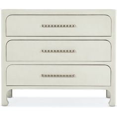 a white chest of drawers with three drawers on one side and two drawers on the other