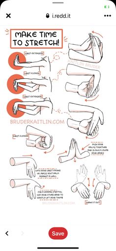 the instructions for how to stretch out your hands and feet in order to make them comfortable