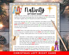 a christmas letter to santa with the words nativity left right game in front of it