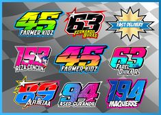 an image of the numbers and logos for various sports teams, including four different teams