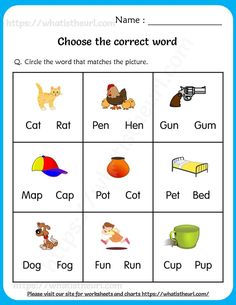 a worksheet with words and pictures for children to learn