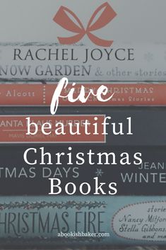 books stacked on top of each other with the words five beautiful christmas books