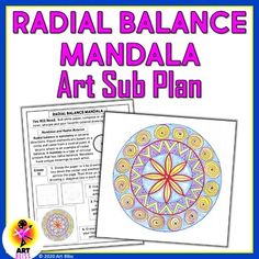 an art sub plan with the words radal balance, and a circular design on it