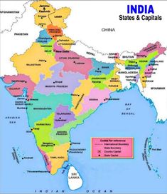 india map with states and capital