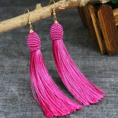 New Hot Pink Tassel Drop Earrings Size Os Ear Drop Height 4.9 In Ear Drop Weight 0 6 In Great Quality And Light Weight! Great For Spring And Summer Outfits. Pink Vacation, Hot Pink Earrings, White Hoop Earrings, Pink Tassel Earrings, Clear Earrings, Vintage Elements, Pink Tassel, Tassel Drop Earrings, Stage Performance