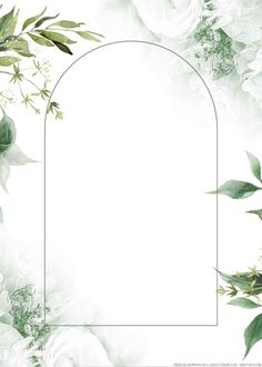 white flowers and green leaves surrounding an arch in the middle of a wallpaper background