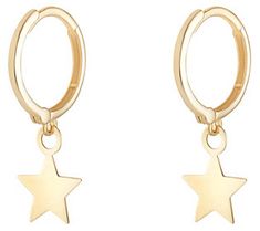 Shine like a star with these radiant 10K gold huggie hoops with star drop details. From NJO Designs. Huggie Hoop Earrings, Star Charms, Gold Stars, 10k Gold, Ear Piercings, Hoop Earrings, Yellow Gold, Jewelry Earrings, Stars