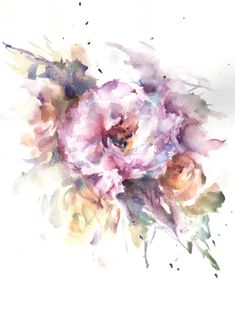 watercolor painting of pink flowers on white paper