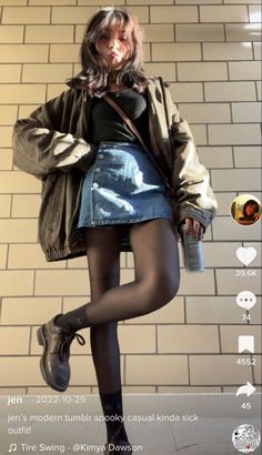 Cold Simple Outfits, Dress W Cardigan, Cute Skirt Fall Outfits, Cute Casual Alt Outfits, Classy Outfits For School College, Barret Outfit Ideas, Geeky Chic Fashion Style, Courderoy Jacket Outfit Fall, Edgy Fashion Aesthetic