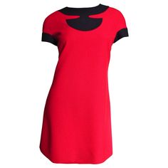 A fabulous much documented in the 1960s red and black dress from the master Pierre Cardin. It has a crew neckline and short sleeves both with black trim. It is fully lined in red and has a back zipper. Fits sizes Small, Medium. Bust 38" Waist 36" Hips 40" Length 34" Red And Black Dress, 1960’s Fashion, New Mods, Color Block Dress, Long Sleeve Gown, Block Dress, Colorblock Dress, Pierre Cardin, Day Dress