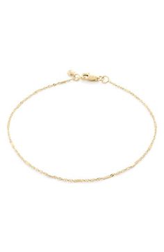 Mixed-shaped links shimmer in their own unique way on this delicate chain bracelet sustainably handcrafted from recycled 14-karat gold. Exclusive US retailer Small size: 6" length; medium size: 6 1/2" length; large size: 7 1/2" length Recycled 14k gold Imported Recipient of the Butterfly Mark certification, which identifies luxury brands that adhere to social and environmental best practices This brand meets Nordstrom Responsible Brands criteria: brand adheres to responsible social and environme Delicate 14k Gold Bracelet With Delicate Chain, Everyday 14k Gold Satellite Chain Bracelet, Minimalist 14k Gold Satellite Chain Bracelet, Dainty 14k Gold Bracelet With Satellite Chain, 14k Gold Bracelets With Satellite Chain, 14k Gold Bracelet With Delicate Rectangular Links, Adjustable 14k Gold Bracelet With Cable Chain, Adjustable 14k Gold Cable Chain Bracelet, Minimalist 14k Gold Bracelet With Satellite Chain