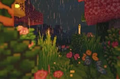 an image of a rain scene in minecraft